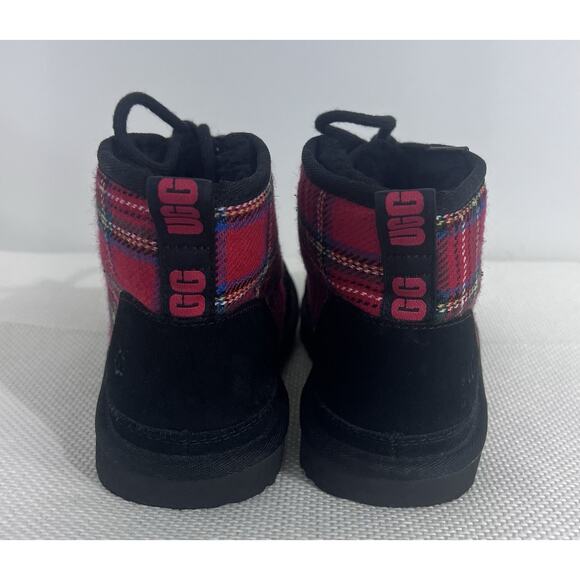UGG Neumel Chukka Boots Womens US 6 Suede Wool Fur Black Red Blue Green Plaid - Picture 4 of 10